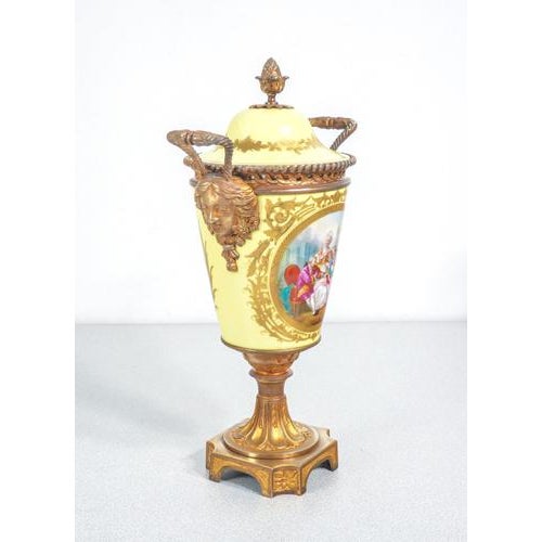19th Century Hand-Painted Vases with Bronzes from Sèvres, 1800s, Set of 2 For Sale - Image 5 of 18