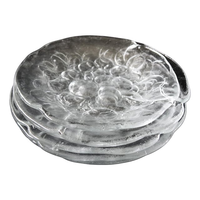 Glass Grape Plates by Ann Wärff for Kosta Boda, Sweden, 1980s, Set of 6 For Sale