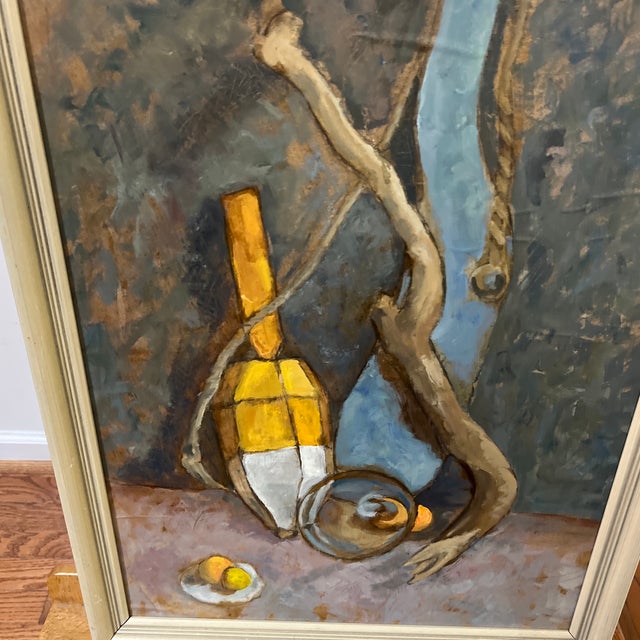 1960s 20th Century Oil on Board European School Still Life Impressionist Style Composition Framed For Sale - Image 5 of 11