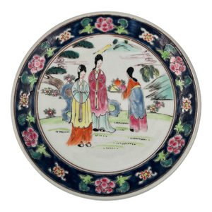 Early 20th Century Chinoiserie Design Japanese Plate With Impressed Marking