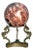 Pink/Red Marble Sphere Brass on Dragon Stand For Sale