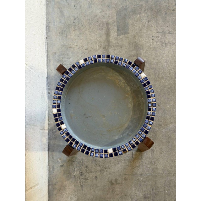 Blue Teak Mosaic Tile Planter Stand and Plant Table Danish Mid-Century Modern 1960s For Sale - Image 8 of 9