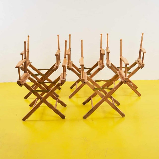 Brown Director's Chairs, Set of 5 For Sale - Image 8 of 8