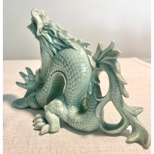 Elegant and richly detailed, this MCM celadon porcelain dragon figurine by Andrea by Sadek blends classic Asian-inspired...