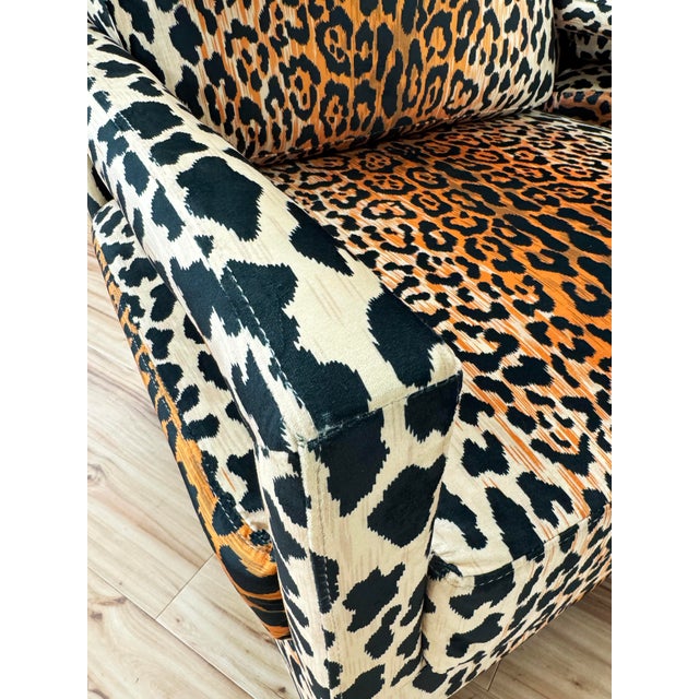 Yellow Modern Velvet Leopard Print Parsons Lounge Chair For Sale - Image 8 of 13