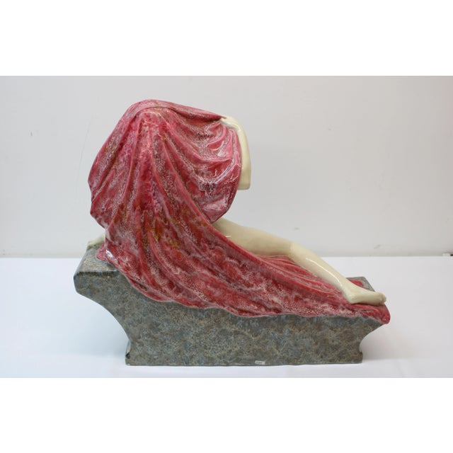 Art Deco Glazed Ceramic Female Nude Sculpture For Sale - Image 4 of 6