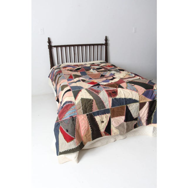 Antique Crazy Quilt For Sale - Image 6 of 12