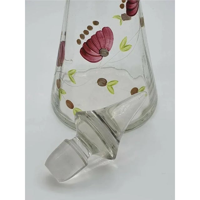 Hand Painted Glass Carafe with Cap, Italy, 1970s For Sale - Image 8 of 11
