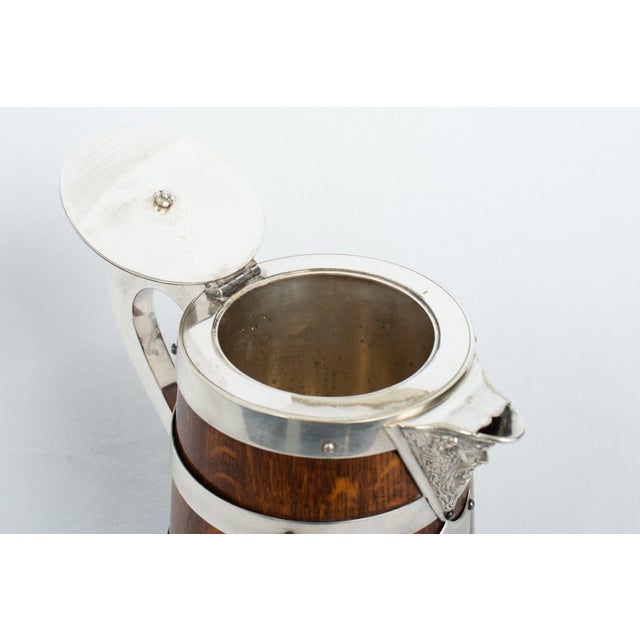 Gothic Handsome Antique English Oak and Silver-Plated Pitcher, Late 19th Century For Sale - Image 3 of 5
