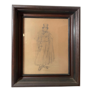 Antique 19th Century Original Dorothy Hammond Mason Man Realism Drawing Sketch