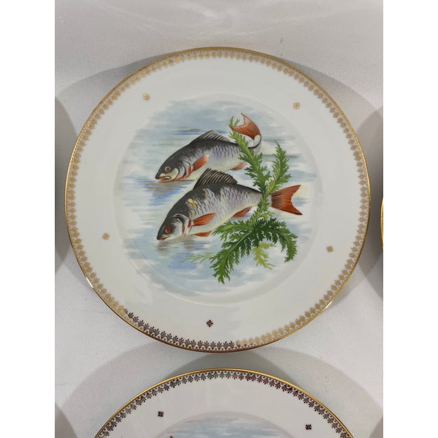 Late 19th Century French Limoges Charles Ahrenfeldt Fish Dinner Plates, Set of Six For Sale - Image 6 of 16