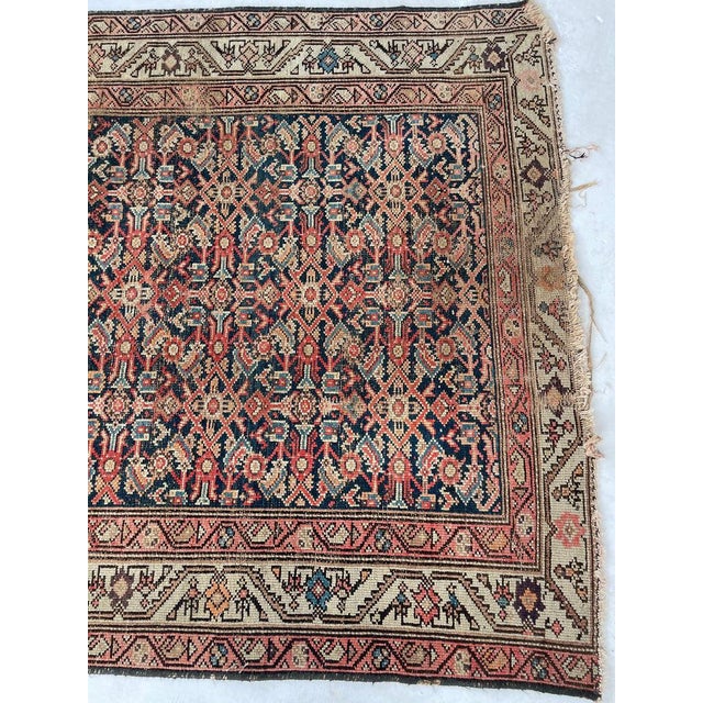Textile Antique Persian Malayer with Aubergine & Denim Blue Rug 4 x 6.4 For Sale - Image 7 of 9