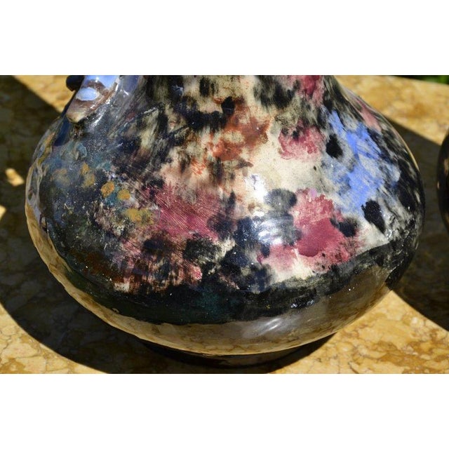 Blue Glazed Ceramic Vases, 1920s, Set of 2 For Sale - Image 8 of 13