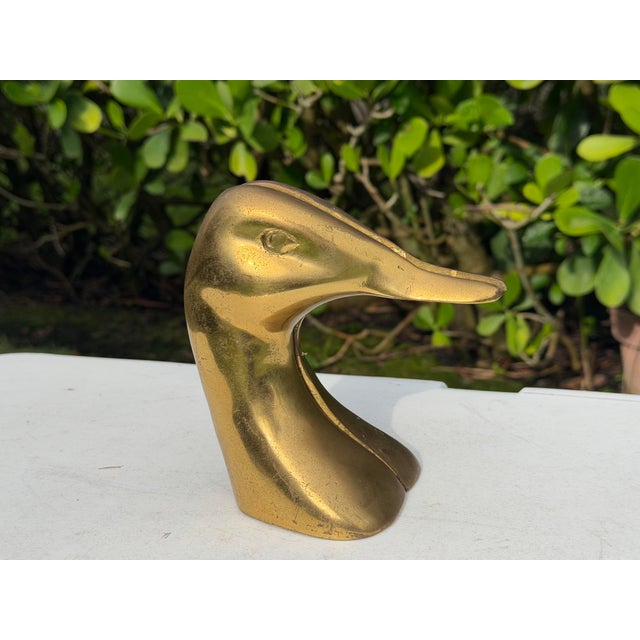 Vintage Brass Abstract Duck Bookends, Pair For Sale - Image 4 of 12