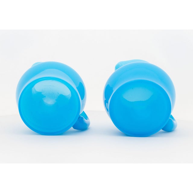 Turquoise Erik Hoglund Turquoise Blue Glass Water Jugs, Pair For Sale - Image 8 of 9