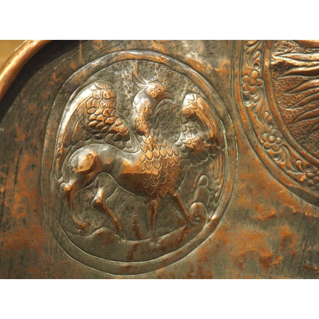 19th Century Highly Worked 19th Century Ceremonial Repousse Copper Hotte From France For Sale - Image 5 of 16