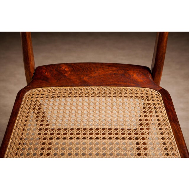 Wood Pair of “Lucio Costa” Chairs in Rosewood & Caning, Sergio Rodrigues, 1956 For Sale - Image 7 of 11