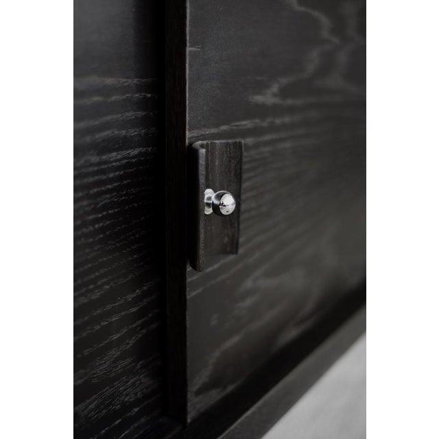 Mid-Century Modern Scandinavian Dark Oak Sideboard with Wooden & Metal Handles, 1960s For Sale - Image 16 of 18