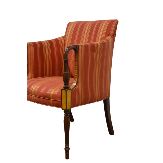 American Pair Southwood Finely Inlaid Sheraton / Federal Armchairs For Sale - Image 3 of 9