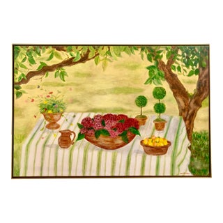 Under the Trees Contemporary Impressionist Style Still Life Oil Painting, Framed For Sale