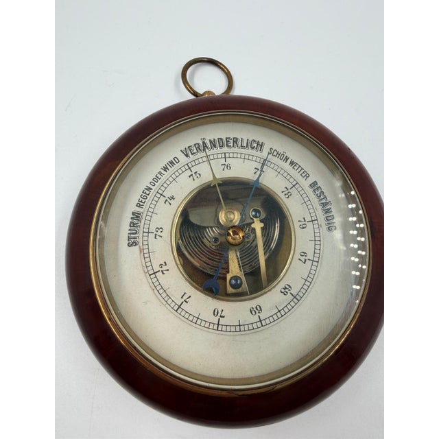 Brown Aneroid Barometer in Wooden Frame, 1950s For Sale - Image 8 of 14