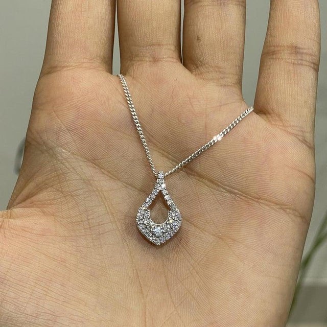 Fine Moissanite Open Drop Pendant in 925 Sterling Silver - Caratandher For Sale - Image 4 of 15