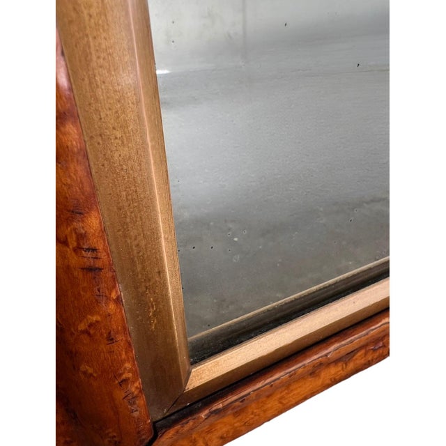 Vintage Burl Wood, Rectangular Wall Mirror With Gold Bevel For Sale In Los Angeles - Image 6 of 11