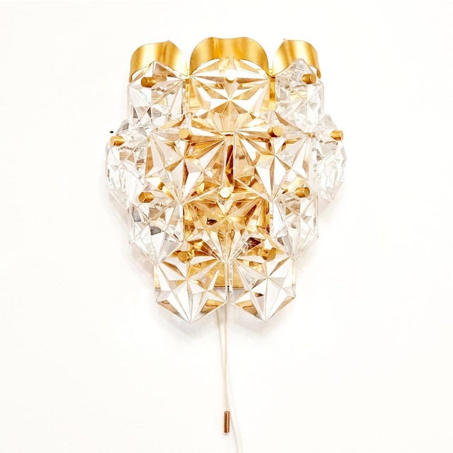 Gold Faceted Crystal Glass & Gilded Brass Wall Light from Kinkeldey, Germany, 1970s For Sale - Image 8 of 8