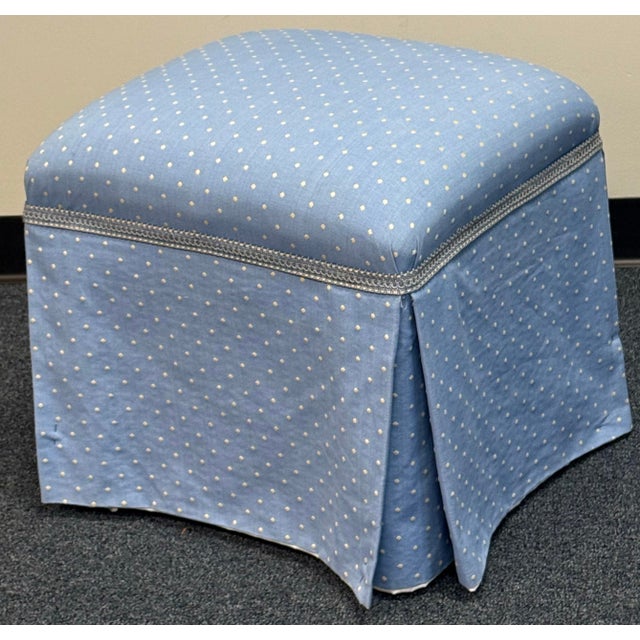 Textile Late 20th Century Skirted Upholstered Ottomans - A Pair For Sale - Image 7 of 9