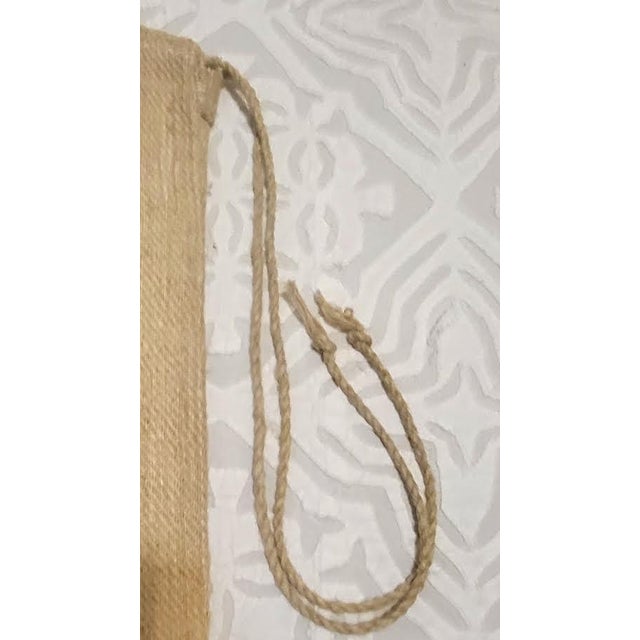 Tan Antique European Woven Linen Textile Grain Sack With Stripes — 21" X 51" For Sale - Image 8 of 8