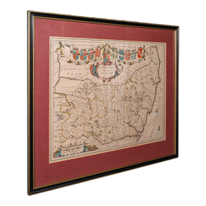 Antique Suffolk County Map, Dutch, Atlas Novus, Joan Blaeu, Cartography, c.1645