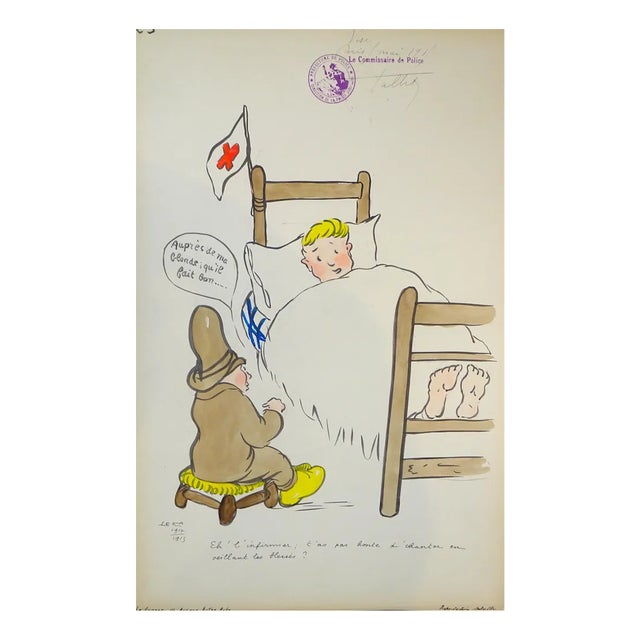 Leka, L'Infirmier, Original Drawing, 1910s For Sale