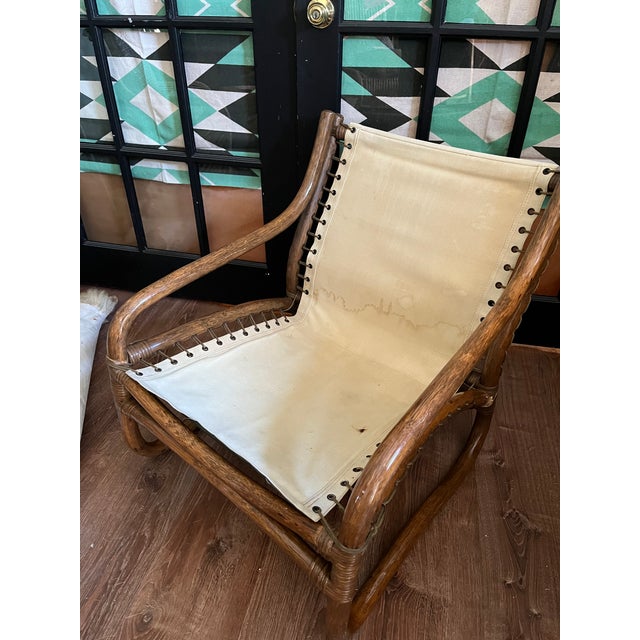 Great Mid Century Bent Wood chair with an ivory laced canvas seat. Great accent chair, very sturdy. Would be a great...