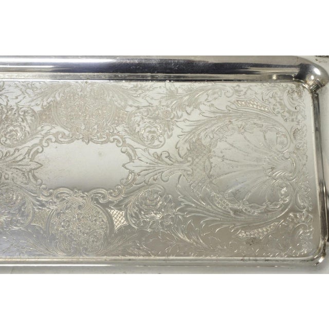 Silver Vintage Victorian Silver Plated Narrow Twin Handle Bar Serving Platter Tray For Sale - Image 8 of 11
