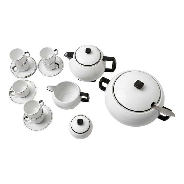 Art Deco Tea Service from Seltmann Weiden Bavaria, 1930s, Set of 18 For Sale