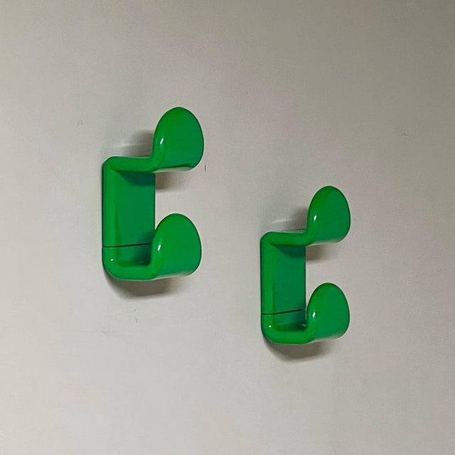 Green Coat Hooks by Ambrogio Rossari for Gedy, Italy, 1970s, Set of 2 For Sale - Image 6 of 10