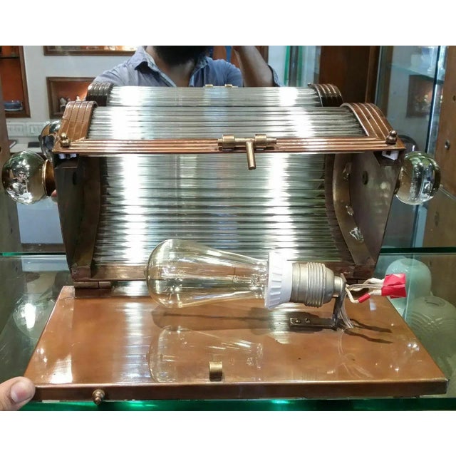 Art Deco Vintage Art Deco Bronze Case & Glass Rod Wall Sconces - a Pair For Sale - Image 3 of 9