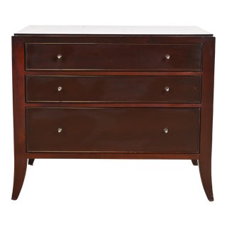 Barbara Barry for Baker Furniture Dark Mahogany Three-Drawer Bedside Chest For Sale
