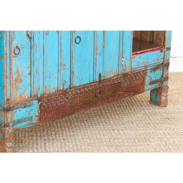 Antique Turquoise Blue Damachiya Cabinet For Sale - Image 15 of 18