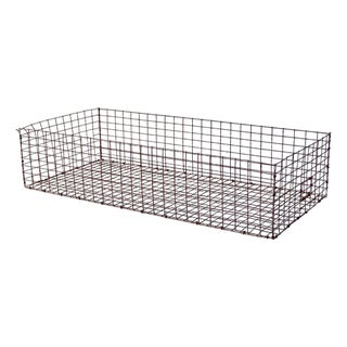 Vintage Industrial Metal Storage Basket For Sale