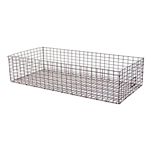 Vintage Industrial Metal Storage Basket For Sale