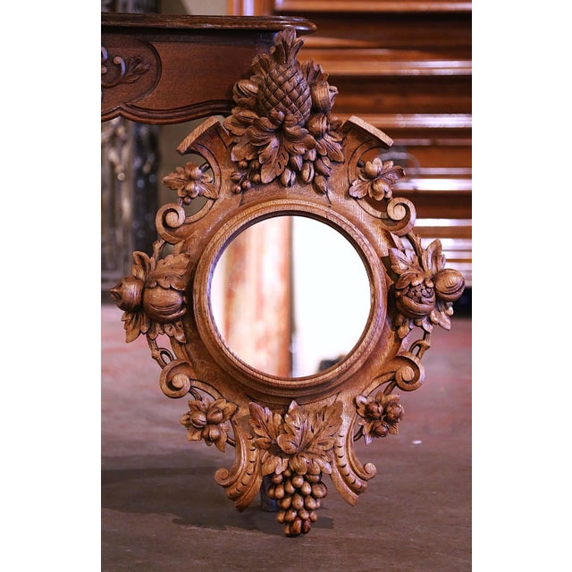 Late 19th Century 19th Century French Black Forest Carved Bleached Oak Wall Mirror With Fruit For Sale - Image 5 of 8