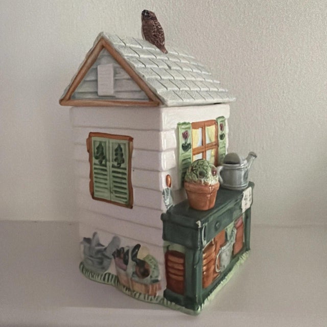 Fitz and Floyd Vintage Fitz And Floyd Garden Shed Cookie Jar For Sale - Image 4 of 5