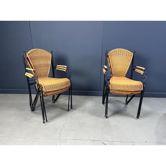 Rustic Wicker Chairs attributed to Frederick Weinberg, 1960s, Set of 6 For Sale - Image 3 of 11