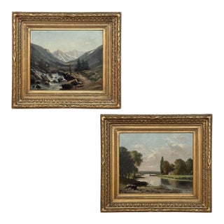 Pair of Framed Oil Paintings on Canvas by Henri Mosny Dated 1883 For Sale