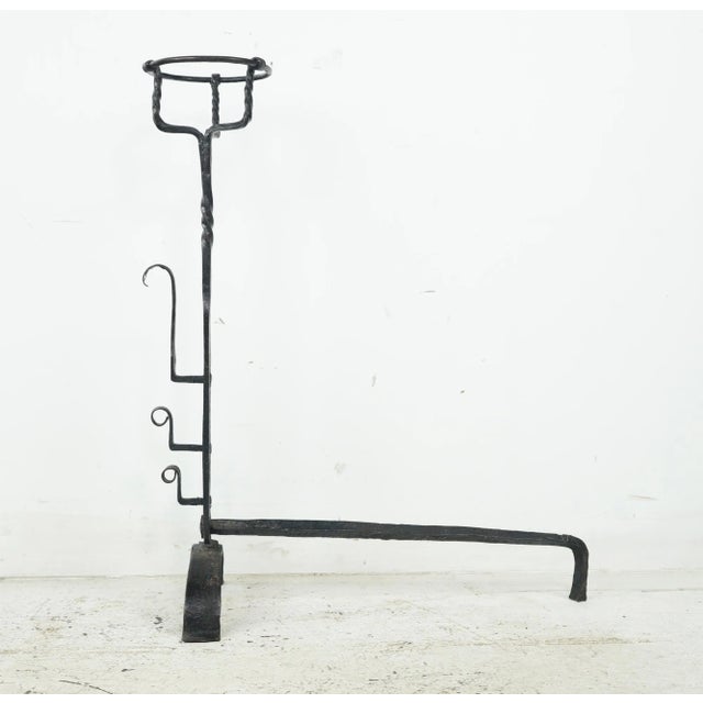 Pair of 18th Century Basket Top Wrought Iron Andirons For Sale - Image 11 of 12