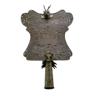 Antique Chinese 19th Century Votive Pole Arm Fan Shape Temple Standard For Sale