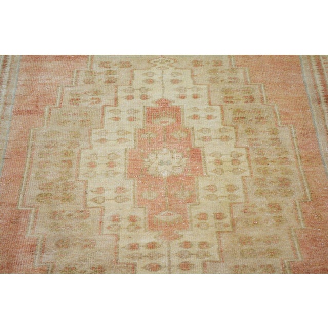 1950s Vintage Turkish Oushak Hand Knotted Wool Rug, 4'8''x9'3'' For Sale - Image 5 of 6