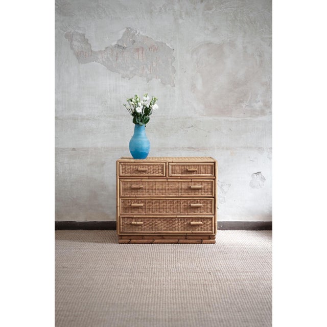 Small Bamboo and Rattan Chest of Drawers, 1980s For Sale - Image 9 of 9