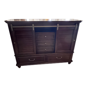 Rustic Transitional Mahogany & Red Cedar Sideboard With Sliding Barn Doors.